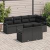 Canapé de Jardin 7 Pièces avec Coussins Noir Poly Rattan, Canapé de Jardin 2 Places Noir Poly Rattan 3346423
