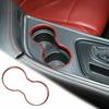 Interior Front Cup Holder Trim Cover for Dodge Challenger 15+ Red Carbon Grain