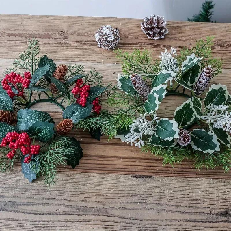 Kranz Kerzenhalter Kerzen Girlande Mittelstück Dekoration, Weihnachts Adventskranz Exquisite Künstliche Kerzenringe Kränze