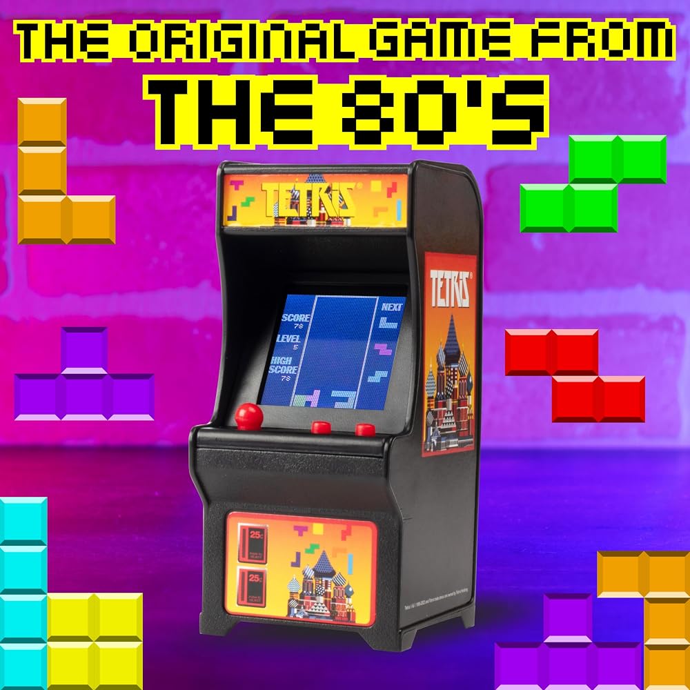 Tiny Arcade Tetris Mini Retro Game (3.5 inch): Playable handheld arcade machine with authentic ga...