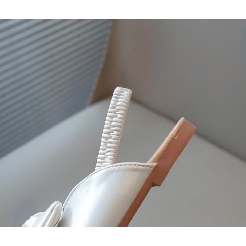 Sandales d'été pour fille Bout ouvert Élastique Argent Beige Claquettes pour enfants Nœud Gracieux Tendance Chaussures pour enfants Plates