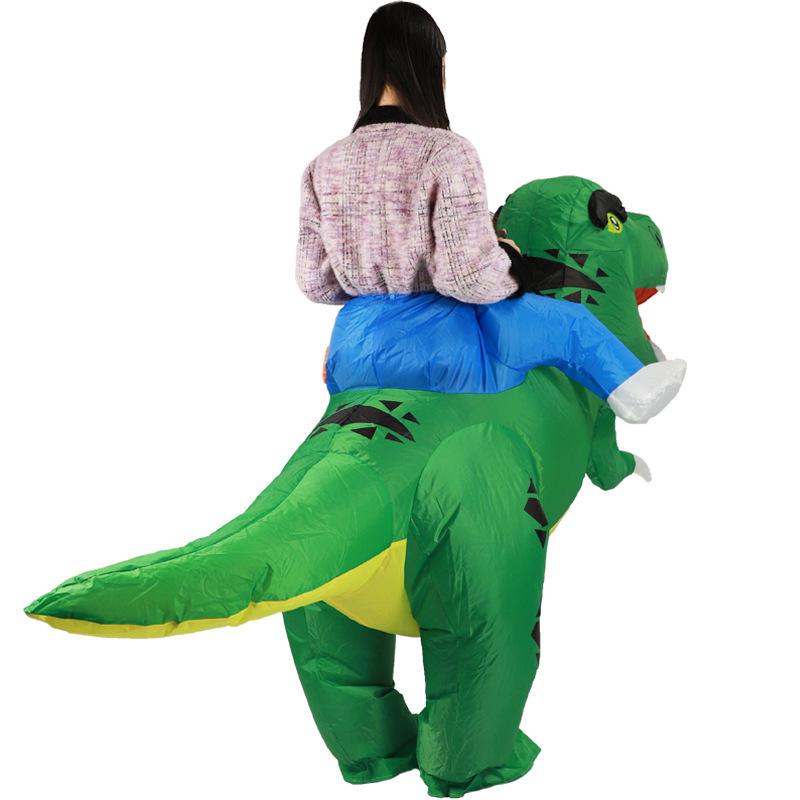 Goofy Dinosaur Christmas Inflatable Costume with Big Head and Bent Tail
