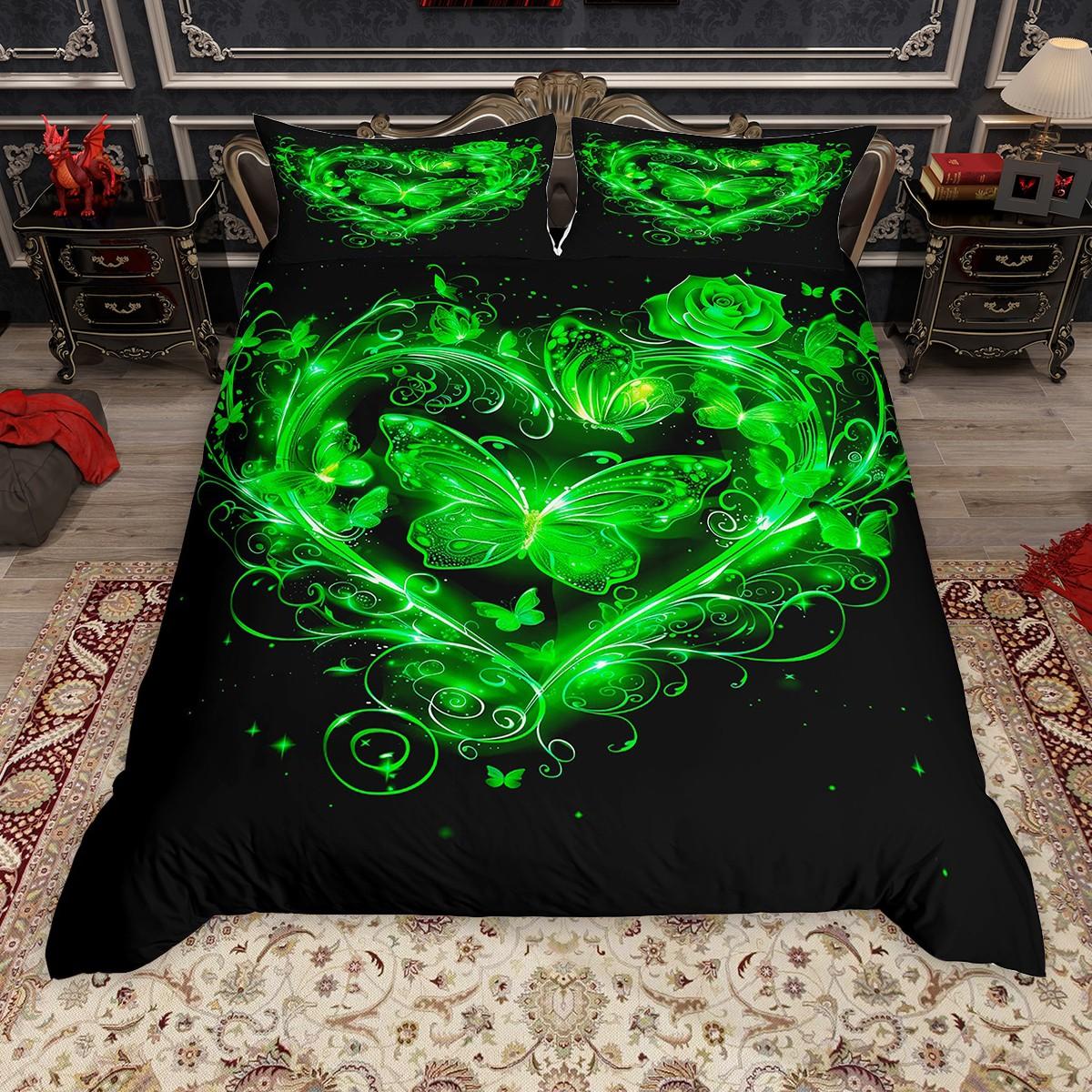 

Homewish Glitter Butterfly Duvet Cover Set for Girls, Watercolor Marble Bed Set, Bling Sparkles Print Quilt Cover Set DE XS 100x135cm 2pcs&set