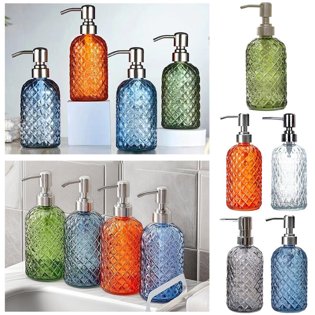 480ml Glass Sub-bottling Refillable Hand Sanitizer Body Wash Hand Pump Dispenser Stainless Steel Pump For Kitchen Home Bathroom