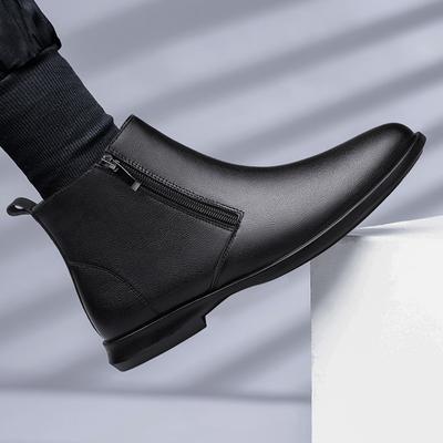 Fashion Men Soft Genuine Leather Ankle Boots 2003 New Black Chelsea Boots British Style Men's Business Footwear Side Zipper Casual Botas