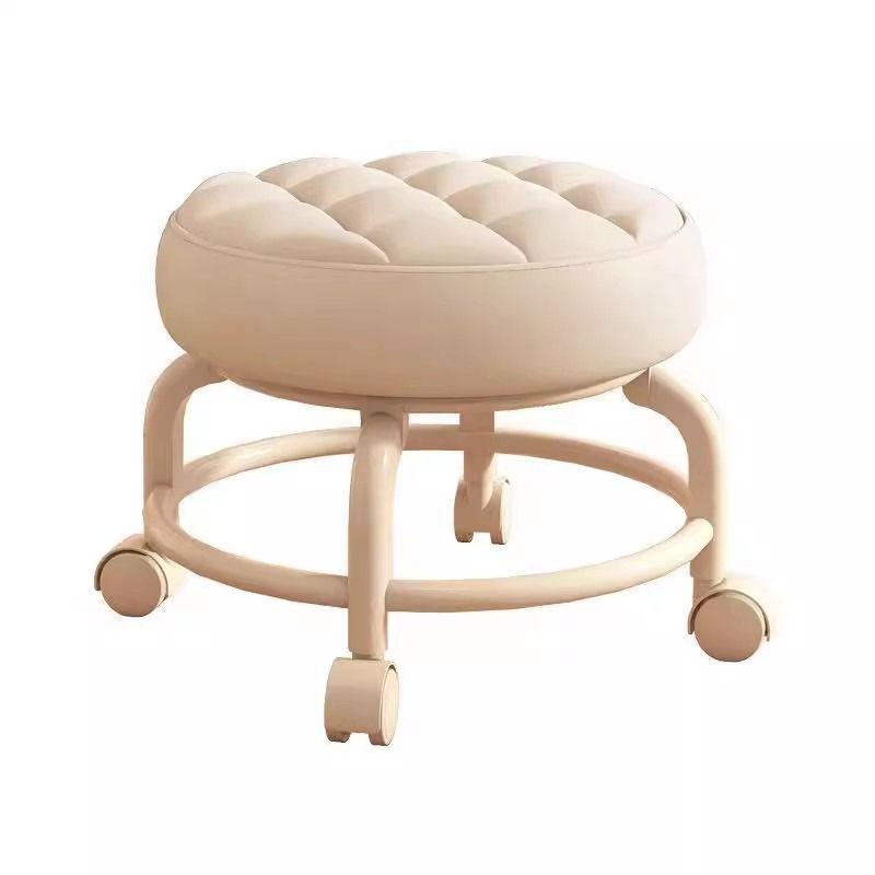 Compact Silent Rolling Stool with Lumbar Support and Soft Cushion