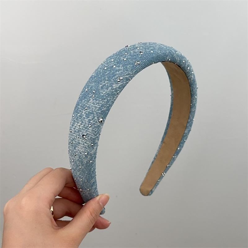 1.5/2/3cm Minimalist Women Girls Denim Sponge Padded Headbands for Ladies Daily Shopping Dress Up Head Hoop Accessories