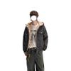 Herren American Retro Patchwork Stehkragen Baumwolljacke - Dick, Warm, Trendy, Lockerer Schnitt mit Kapuze.