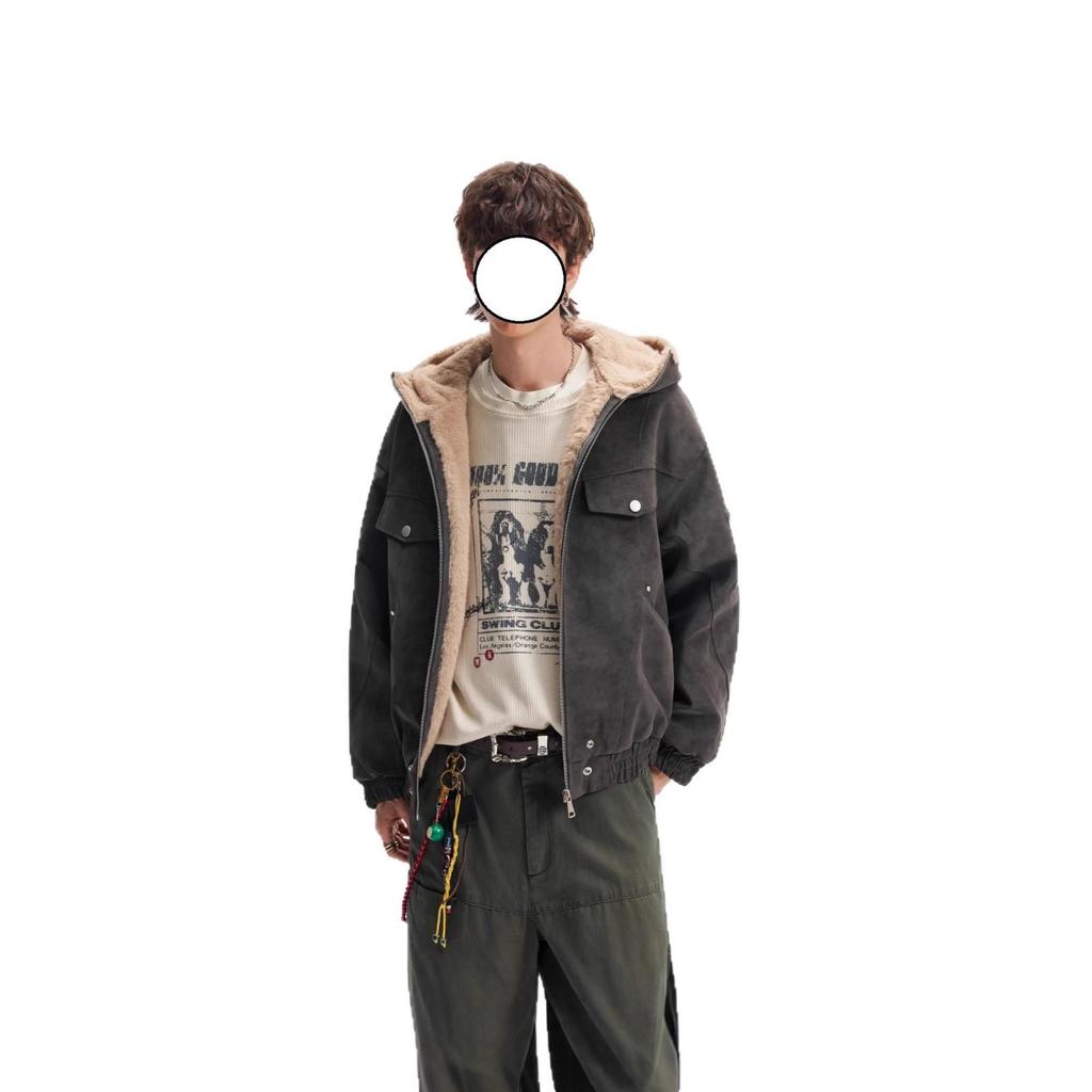Herren American Retro Patchwork Stehkragen Baumwolljacke - Dick, Warm, Trendy, Lockerer Schnitt mit Kapuze.