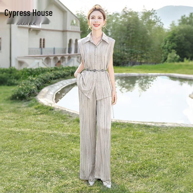 Women s Lapel Top & Casual Pants Two-Piece Set M