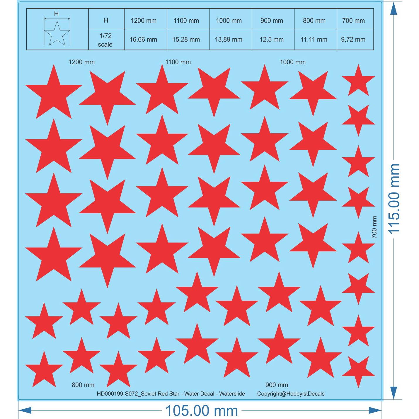Soviet Red Star - 1/72 - Water Decal - Waterslide, 1/72 - Waterslide, 1/72