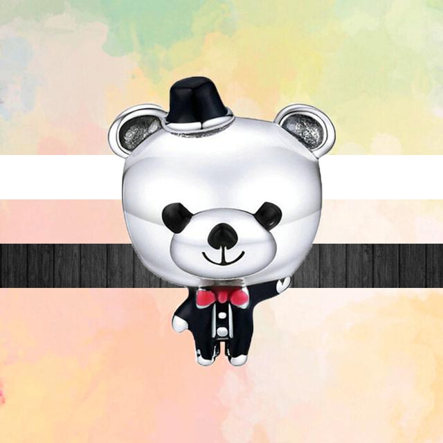 Neue Tier Stil Glückliche Katze Hund Panda Bär Löwe Schlange Kaninchen DIY Perlen Fit Original Mode Charms Silber Farbe Armbänder schmuck