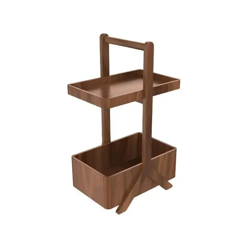 

Многофункциональный ящик для переноски из черного ореха, многоуровневый стеллаж для хранения вещей, балкон, гостиная, небольшое пространство, мобильная переносная стойка для хранения вещей