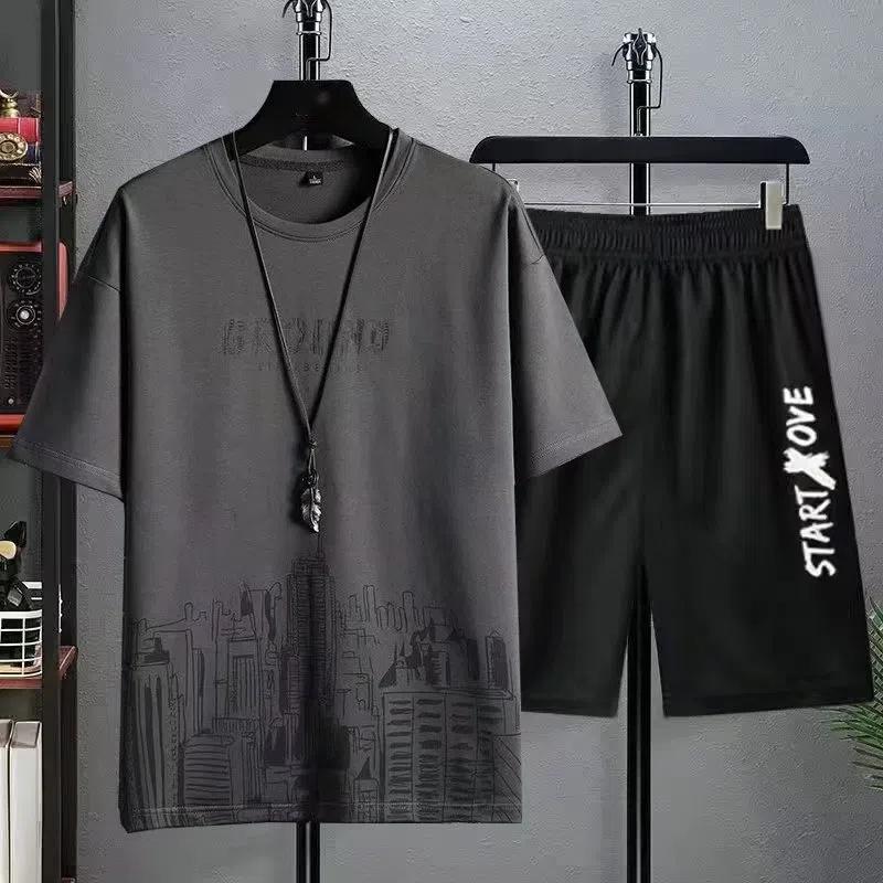 Quick Drying Two-piece Men's Casual Sportswear Set, Men's Summer Thin Sportswear Set