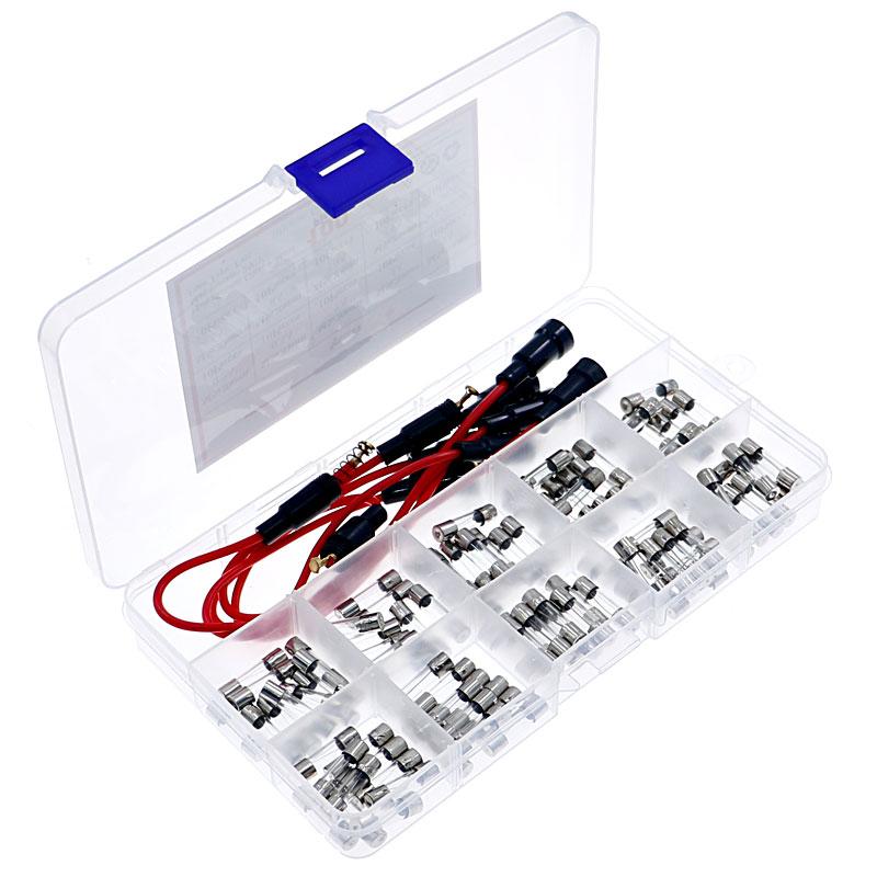 5x20mm Fuse Holder Inline Screw Type with 16 AWG Wire+100pcs Quick Blow Glass Tube Fuse Kit 0.2A 0.5A 1A 2A 3A 5A 8A 10A 15A 20A Fuse Holders1