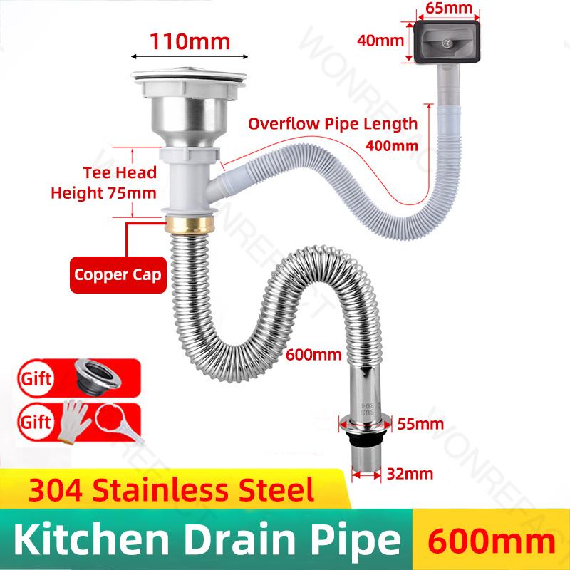 Kitchen Drain Anti Odor Anti Clogging Sink Pipe Drainage Set Sink Accessories Deodorization Artifact Set Sink Pipe Connector