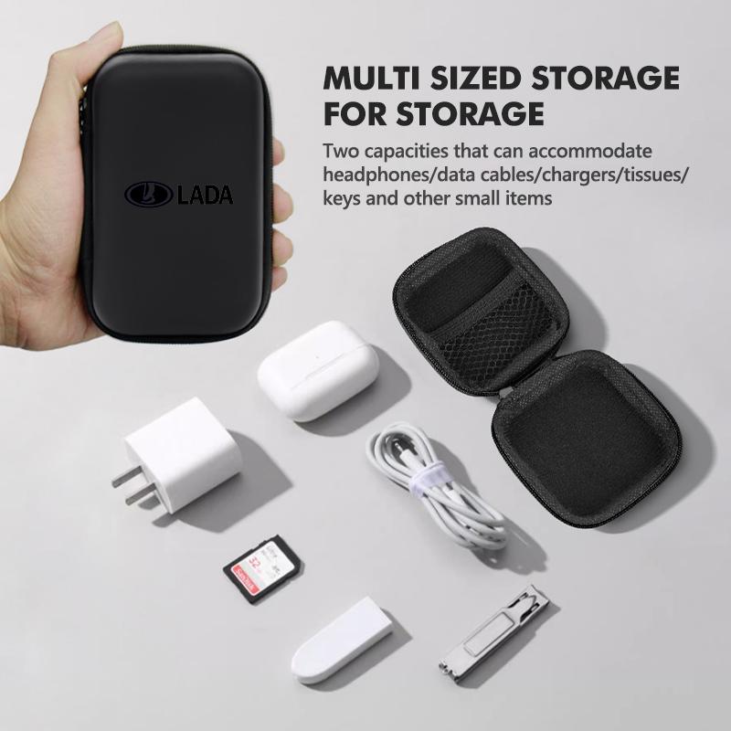VRT4 For Lada Headphone Data Cable Storage Hard Drive Bag Portable Charger Zipper Box Niva Priora 4x4 Urban Vesta Granta Riva Samara