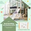 (=517234AAW) Children's Bed Treehouse with Slide & Ladder 90 X 200 Cm, Loft Bed for Children – 2x Slatted Frame - Natural & White