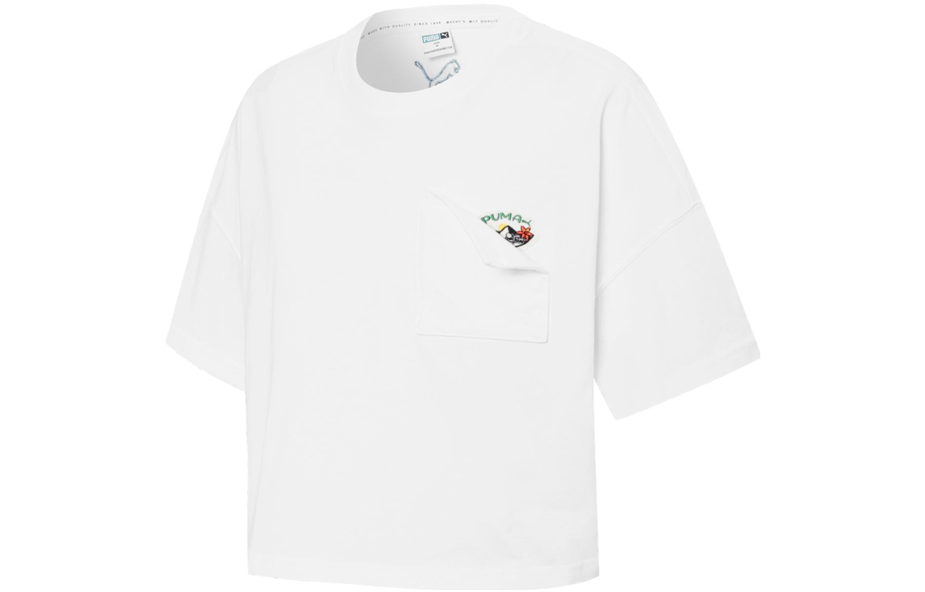 PUMA Crop Tops Women s White Crew Neck Moderate 536880-02 XXL