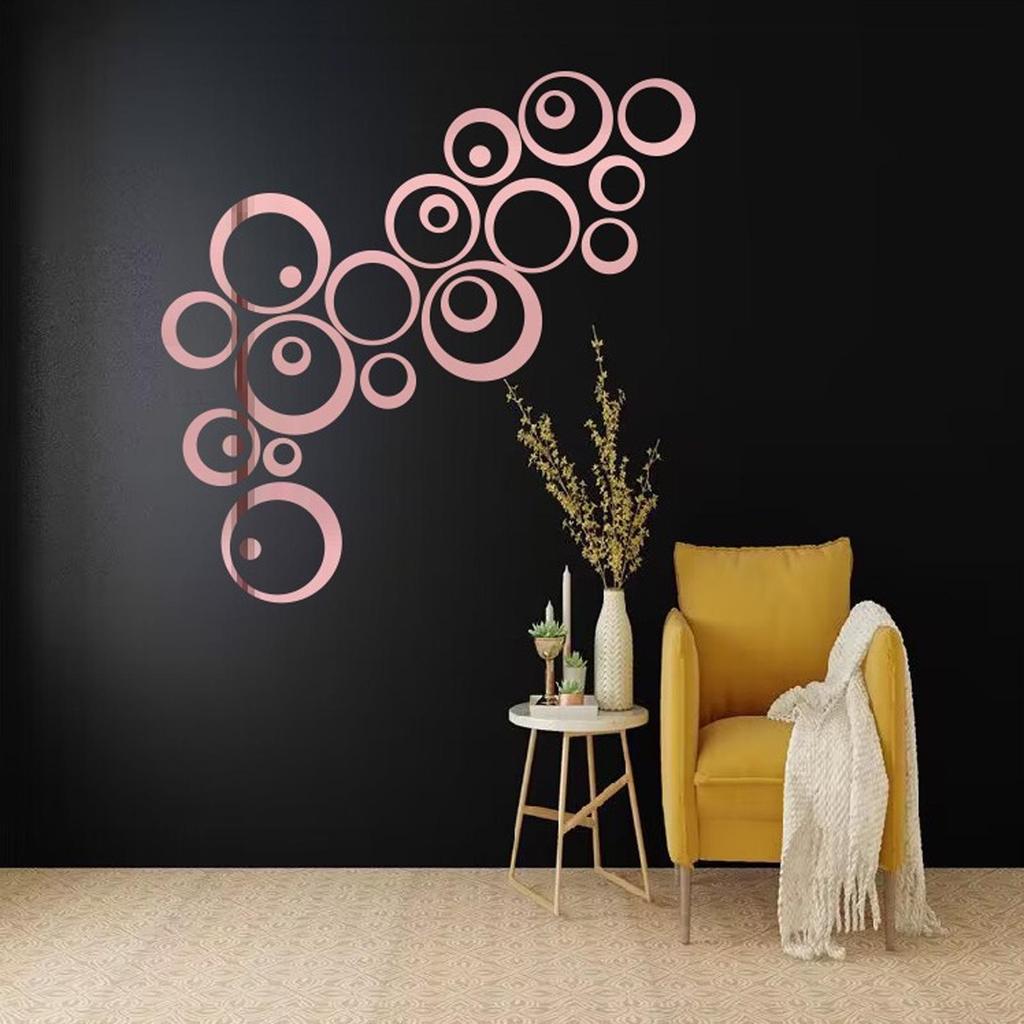 Set of 24 Round Acrylic Mirror Wall Stickers for Living Room or Bedroom Decoration