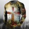 Camiseta de manga larga informal de moda para hombre con estampado 3D retro de Jesucristo, personalidad callejera, cuello redondo holgado, estilo Harajuku, top de gran tamaño