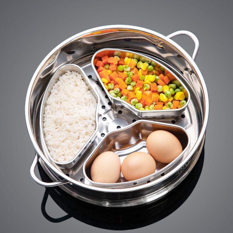 RuHan Stainless Steel Fan-Shaped Steaming Tray with PP Lid