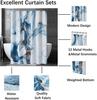 Blue Gold Marble Shower Curtain Set, Abstract Granite Pattern, Luxury Modern Waterproof Bathroom Decor