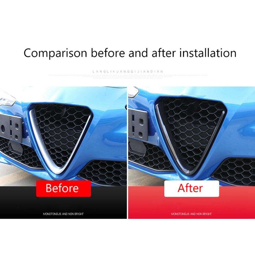 For Alfa Romeo Giulia 2016-2019 Car Front Bumper Air Grilles V Shape Frame Decoration Trim Cover Sticker Accessories