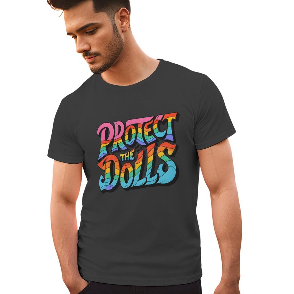 Protect The Dolls Print Tshirts For Men Summer Fashion Casual Tee Shirts Short Sleeve Round Collar Men Tops Streetwear Tops