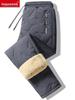 Men's Winter Fleece-Lined Lambswool Pants - Thick, Warm, Windproof