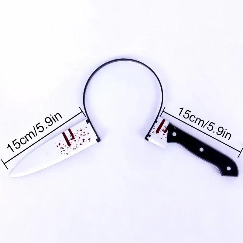 Halloween Party Horror Hair Bands Fake Knife Axe Cleaver Scissor Headbands Through Head Scary Masquerade Costume Photobooth Prop