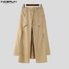 INCERUN Men Spring High Waist Back Ruffled Layers Solid Color Casual Long Straight Pants