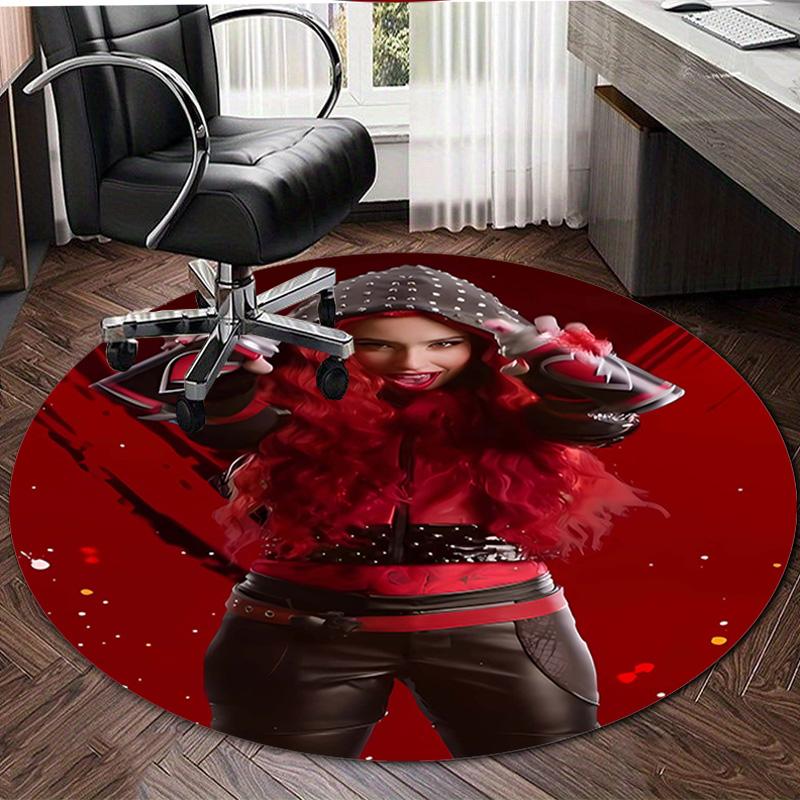 1pc Descendants The Rise of Red1 Design Printed Area Round Carpet for Bedroom Living Room Home Decor Rugs Mat Non Slip Mat Rug for Bedside