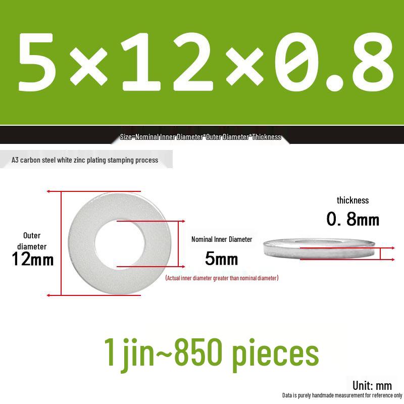 Extra Thick Galvanized Iron Flat Washer, Round, M3-M62
