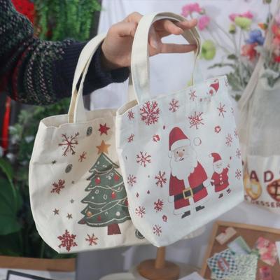 Cartoon Christmas Canvas Gift Bag Large Capacity Santa Claus Christmas Tree Handheld Bag Exquisite Merry Christmas Decor