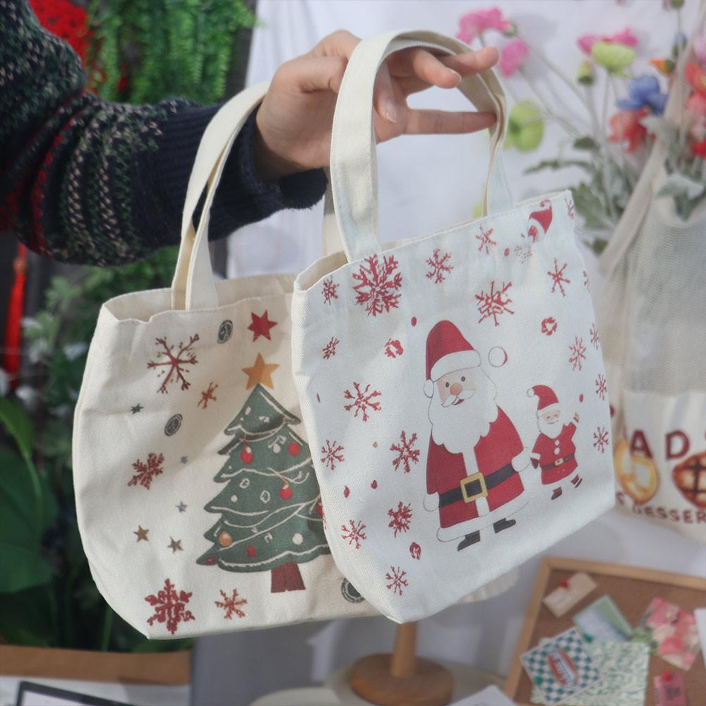 Large Capacity Christmas Canvas Gift Bag Cartoon Merry Christmas Decor  Party Favors