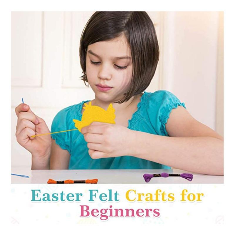 Children's Easter Felt Craft Sets Sewing Kits,Felt Sewing,Beginners Sewing Package Creative,Craft Set Made of Felt,Easter Eggs Easter Bunny