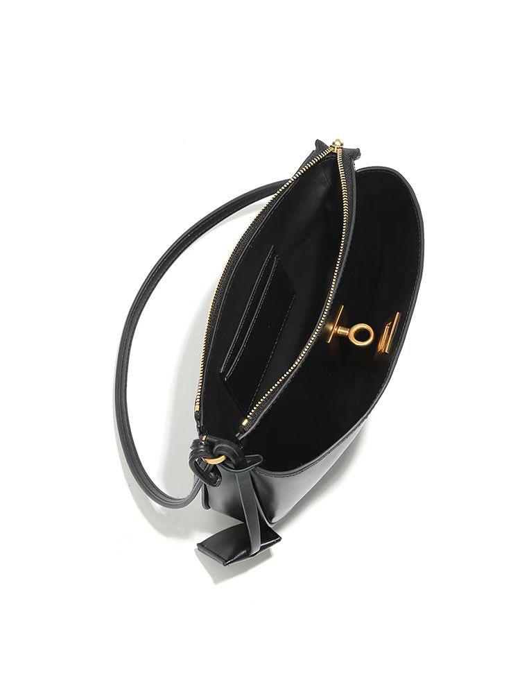 Bolsa Hobo Transversal Feminina de Couro Genuíno 2025 de Alto Nível com Fecho