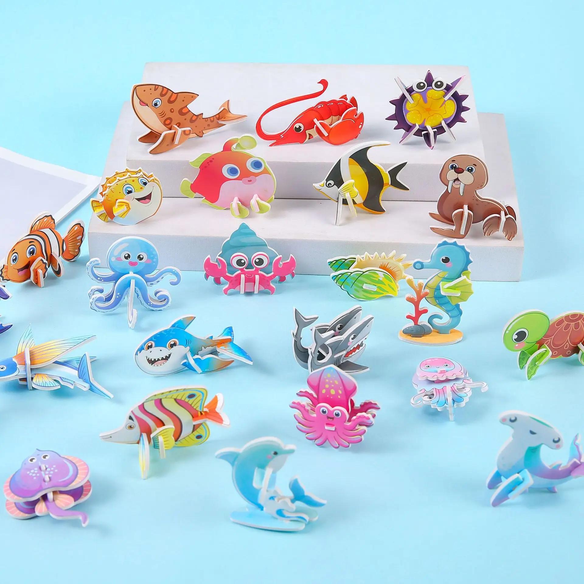

30Pcs of 3D DIY Puzzles Playthings Mini Aircraft Tanks Animal Ocean Dinosaur Model Paper Jigsaw Puzzles designed for Children Early Instructive Toy