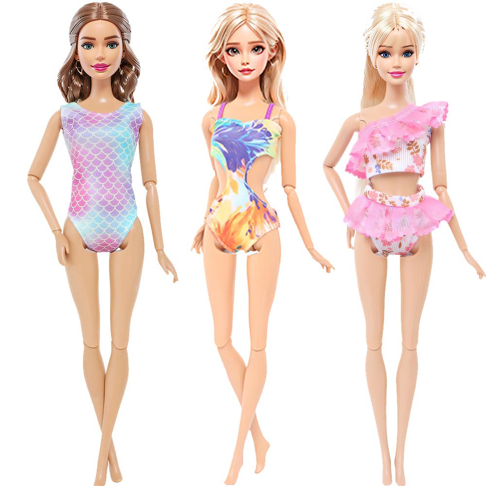 3x Doll Swimwear Swimsuits One-piece Bikini Beach Bathing Clothes Accessories for Barbie Doll Toy
