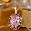 Big Oval Stone Pendant Elegant Pink Crystal Zircon Necklaces for Women Vintage Gold Color Chain Necklace Wedding Jewelry Gifts