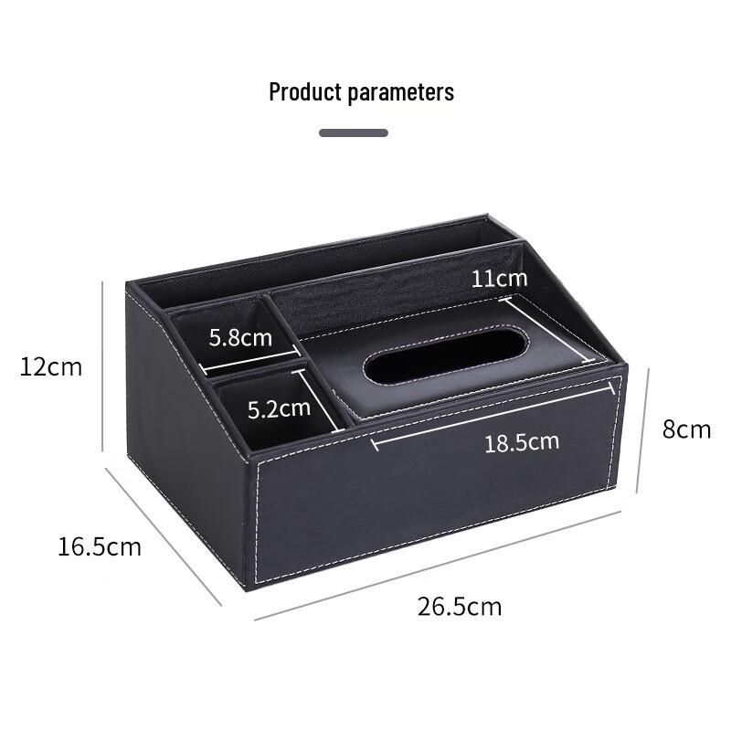 RYZH Leather Desk Organizer with Tissue Box and Pen Holder
