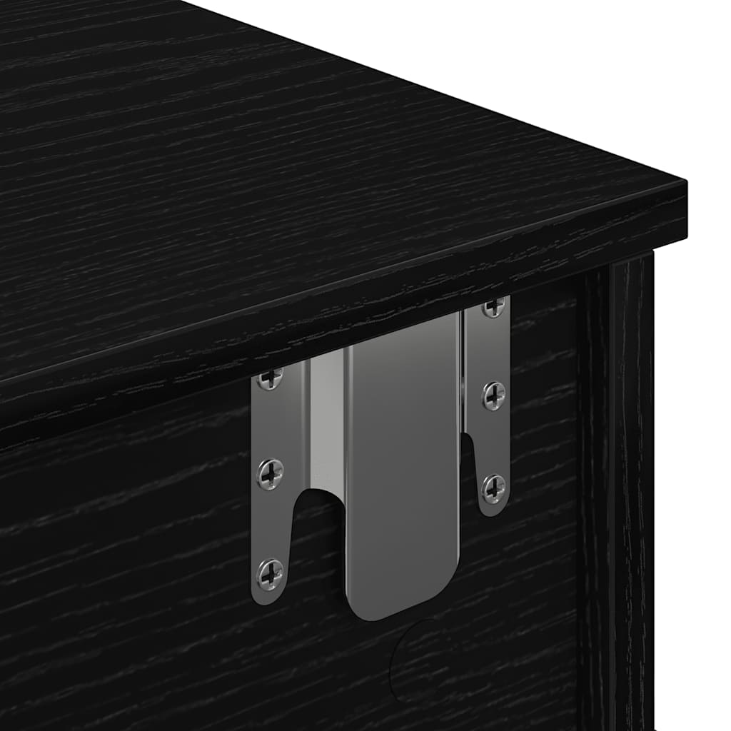 Wall Mounted Shelf with Drawers Black 60 x 28 x 15 cm Particleboard