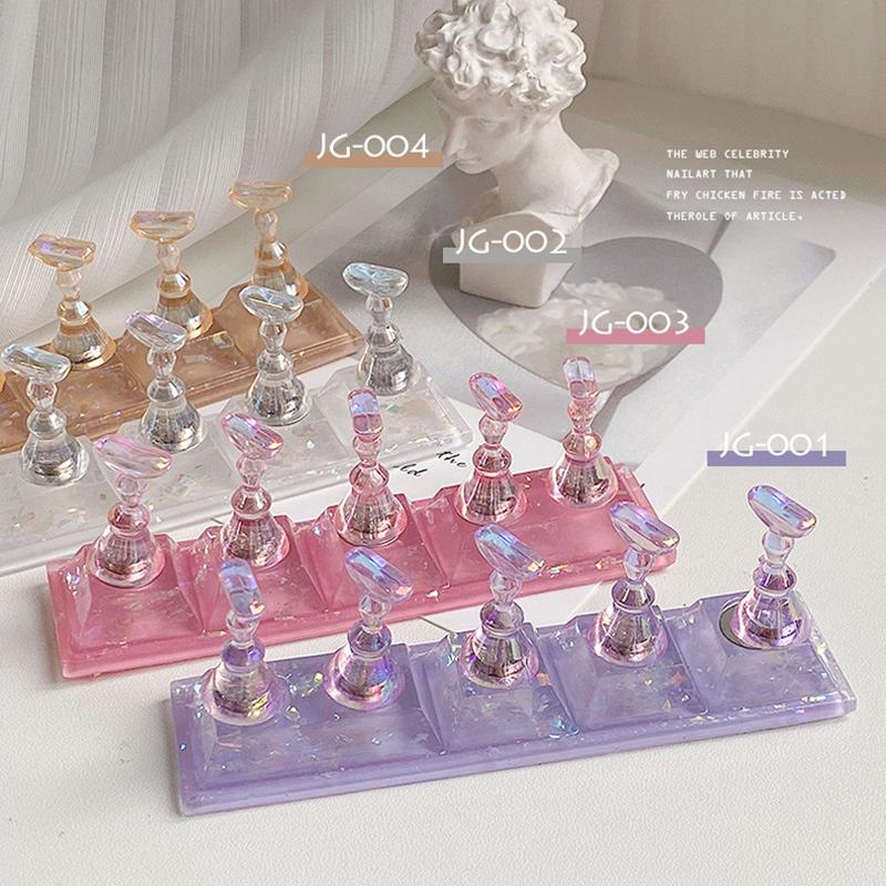 1 Set Transparent Aurora Nail Stand Magnetic False Nails Holder Press On Nail Display Nail Rack Acrylic Nail Training Manicure