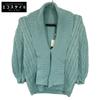 Light Blue 100% Cotton Shawl Collar Cable Knit Cardigan Tops M Light blueUsed