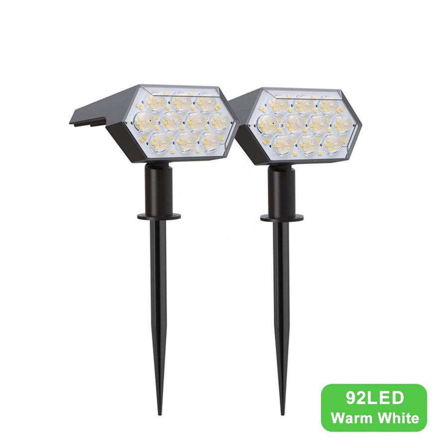 2/4PCS 92LED Solar Spot Lights IP65 Waterproof Adjustable Warm White Landscape Lamp Outdoor Garden Decor Lighting for Yard Patio