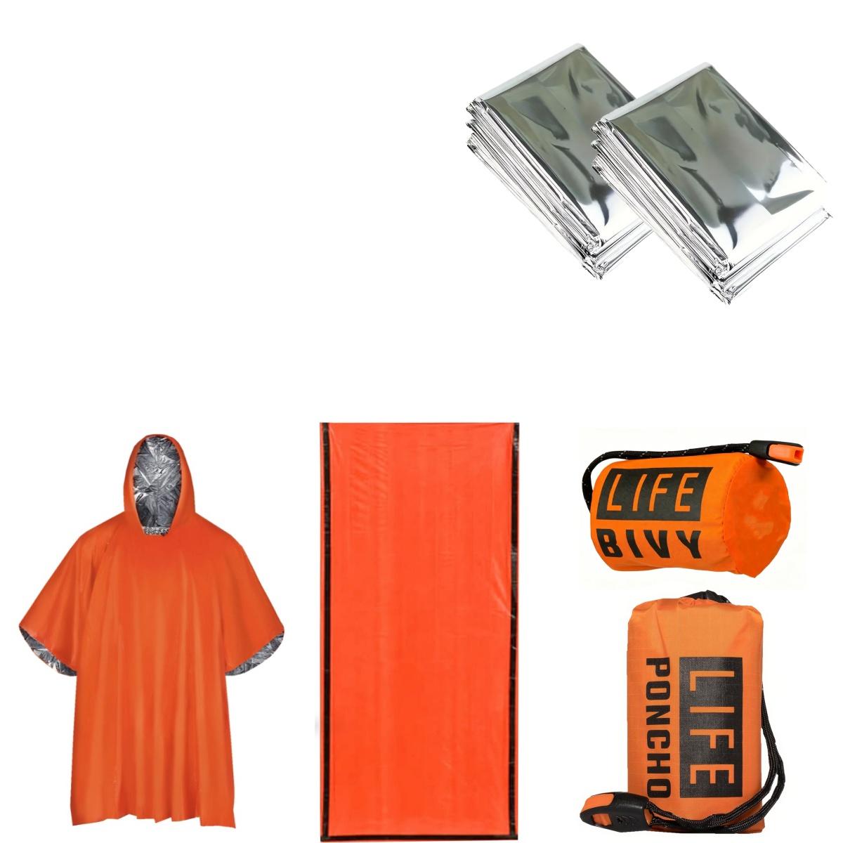 Waterproof Warm Survival Kit Emergency Blanket Sleeping Bag Raincoat For Outdoor Rescue