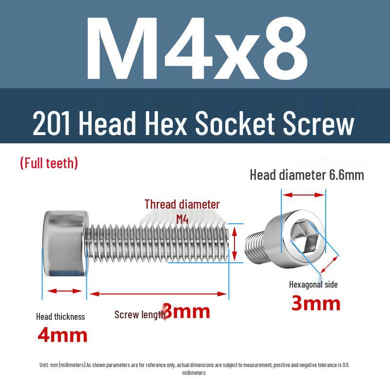 Yigu 201 Stainless Steel Cup Head Hexagon Screws and Bolts - M3, M4, M5, M6