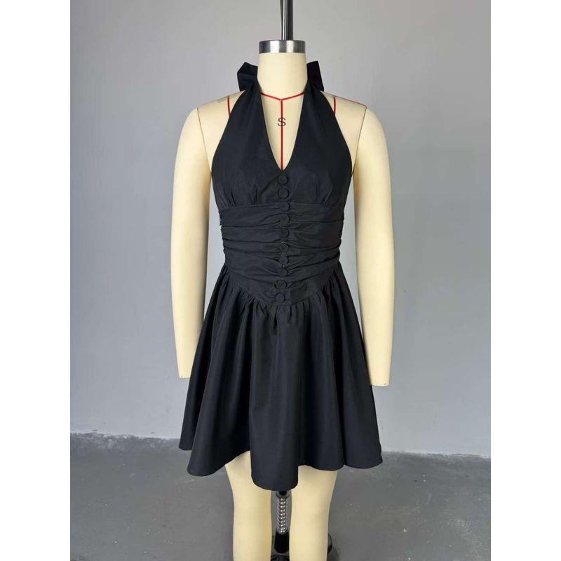

Fashion Wind New Arrival Fashionable, Elegant and Sexy Halterneck Backless High Waist Dress Sexy Backless Dress Black S