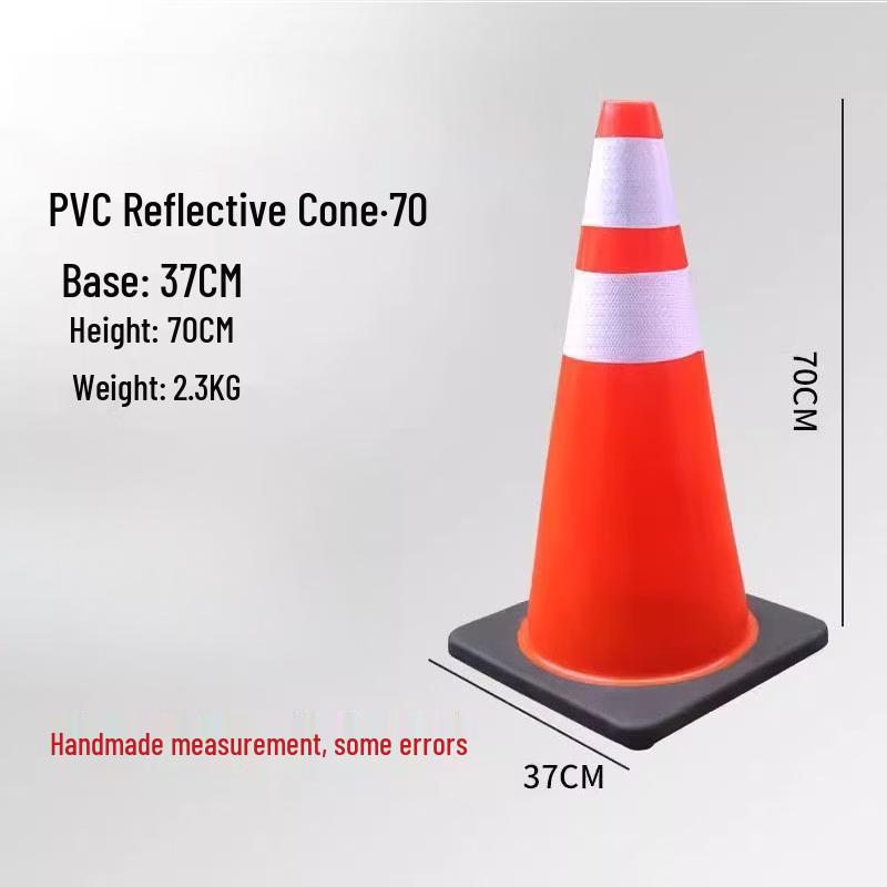 Reflective PVC Traffic Cone (70cm, Black Base, 5-Pack)